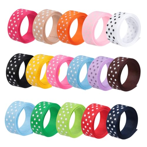 HOODANCOS 2 Sätze 16 Mm Bedrucktes Rippenband Aus Polyester Mit Punkten Haarband Hairbands Bastel Sachen Basteln Rosa Schleife Satin-haargummis Haarbänder Handgefertigte Bänder 16 Stück * 2 von HOODANCOS