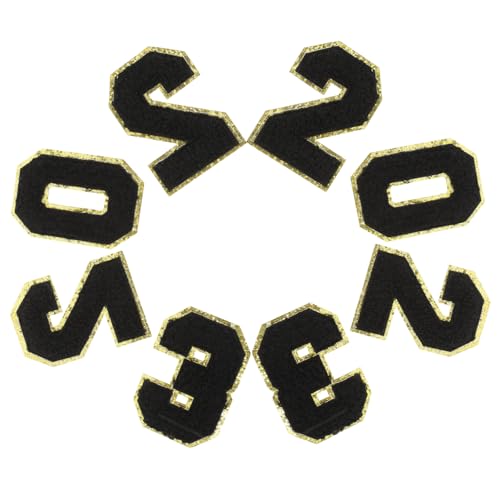 HOODANCOS 2 Sätze 2023 Stoffaufkleber Diy-kleidungspatch Zahlen Patches Nähen Anzahl Kleidungsflecken Applikation Nähen Nummernaufkleber Bestickte Aufnäher Aufnähen Polyester Black von HOODANCOS