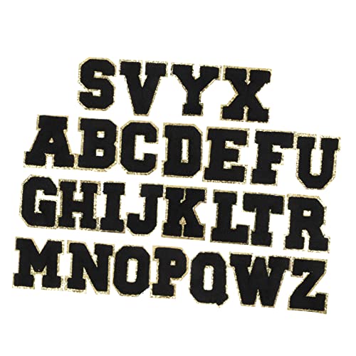 HOODANCOS 2 Sätze Reparaturflicken Für Kleidung Buchstabenapplikation Aufnähen Briefe Gestickter Alphabet-patch Alphabet-applikationen Zum Aufnähen Patches Nähen Stoff Black 26 Stück * 2 von HOODANCOS