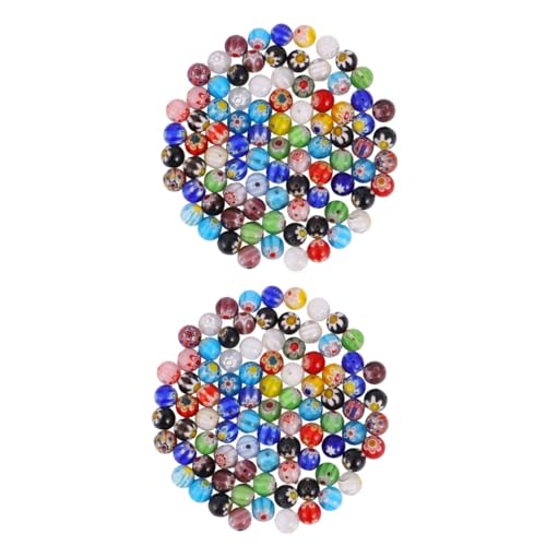 HOODANCOS 2 Sätze Tausend Blumen Glasperlen Edelsteinperlen Europäische Perlen Schmuck Abstandsperlen Schmuck-abstandshalter Europäische Abstandsperlen Charms Armbänder Diy-kits 80 Stück * 2 von HOODANCOS