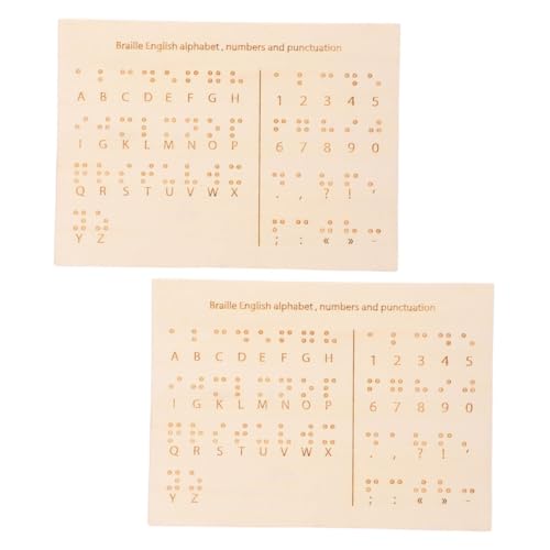 HOODANCOS 2 Stück Holzbuchstaben Zum Üben Der Alphabettafel, Zahlenerkennung, Braille-Nummer, Erhabene Punkte, Diagramm, Braille-bücher Für Blinde Und Sehbehinderte von HOODANCOS