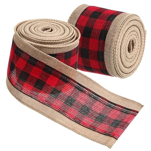 HOODANCOS 2 Stücke Weihnachten Plaid Tuch Muster Muster Ribbon Weihnachtsdekor Bowknot Dekoratives Gurtband von HOODANCOS