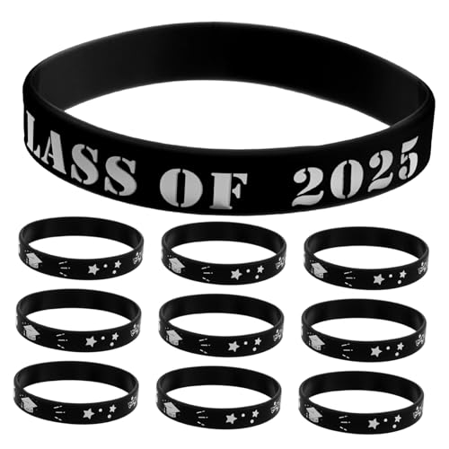 HOODANCOS 20 Stück 2025 Armbänder Für Mottopartys Armband Aus Silikon Für Die Abschlussfeier Klasse Von 2025 Bands 2025 Silikonarmbänder Gradu-gummibänder Kieselgel von HOODANCOS