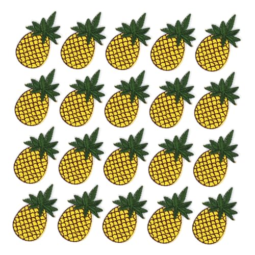 HOODANCOS 20 Stück Ananas -stickerei Stoffflicken Für Kleidung Patches Für Rucksäcke Gehäkelter Obst-aufnäher Zum Aufnähen Cartoon-patches Ananasflecken Eisen Auf Stickgarn von HOODANCOS