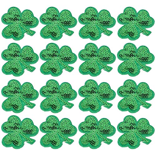 HOODANCOS 20 Stück Kleeblatt-Aufnäher Mit Drei Blättern. Patricks Day-Bügelapplikationen Für Kleidung Hüte Rucksäcke Jacken Hosen Accessoires von HOODANCOS