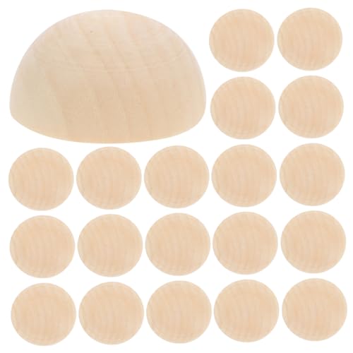 HOODANCOS 20 Stück gespaltene Holzkugel Kugel Perlen weiche Bälle Kapsel bastelmaterial für bastelzeug für Holzkugeln unfertiger halber Bastelball Mini-Halbkugel Hölzern Yellow von HOODANCOS