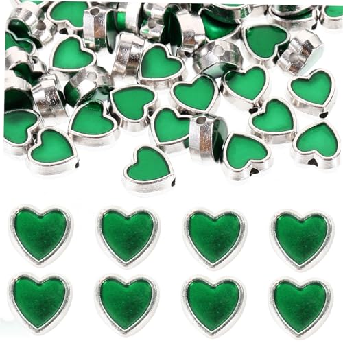 HOODANCOS 200 Stk Perlensets Grüne Herzperlen Halskette Mit Herz-choker Herz-halsketten Piercing-set Diy-schmuckmaterialien Liebe Herzanhänger Armbandperlen Perlenarmband-kit Legierung Green von HOODANCOS