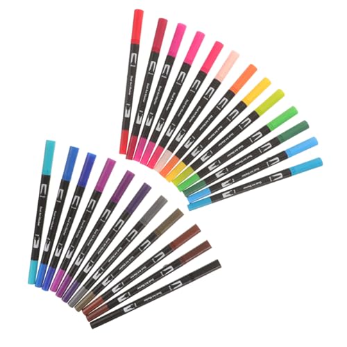 HOODANCOS 24st Aquarellstift Farbige Gelstifte Markierungen Mit Spitzen Abwaschbare Marker Pinselstifte Mit Spitzen Neonfarbene Stifte Markierstifte Mit Doppelbürste Plastik von HOODANCOS