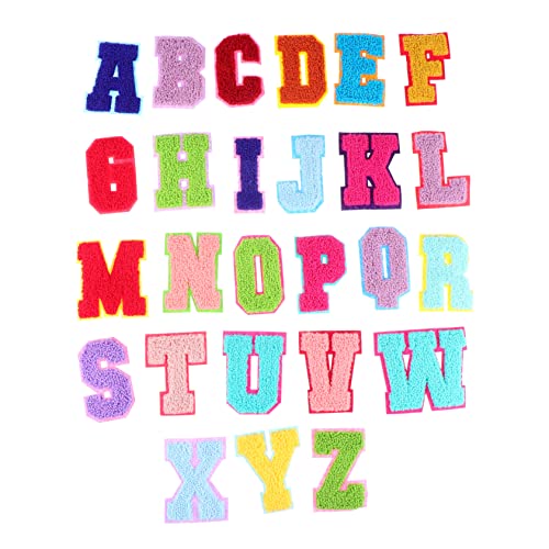 HOODANCOS 26 Stück Alphabet Bestickter Stoff Patch Für Uni Jacken Buchstaben Chenille Dekorative Kleidung Patches Handdekoration Nähen Alphabet Buchstaben Stickerei Patch Gerät von HOODANCOS