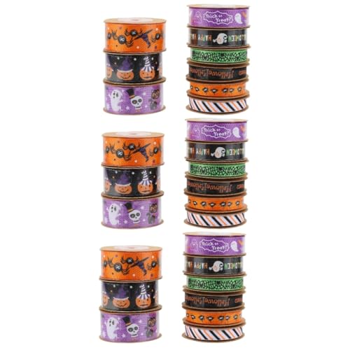 HOODANCOS 27 Rollen Verpackungsband leis für den abschluss Stifte für Sackleinenband geschenkband halloween theme süssigkeiten süßigkeiten bedrucktes Partyband Polyester von HOODANCOS