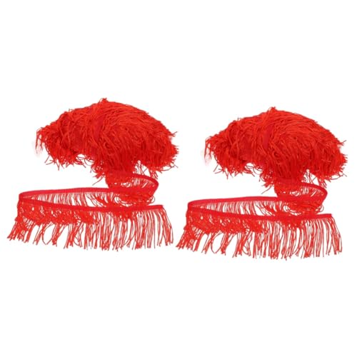 HOODANCOS 2St Ergänzende Inhaltsstoffe zur Bartentfernung Quastenbesatz Laternen-Tassel-Design Tassel Dekoration Lampenschirm selbstgemachte Fransen Mehrzweck-Quaste Trim-Dekor Polyester rot von HOODANCOS