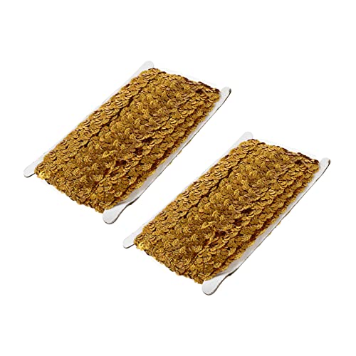 HOODANCOS 2St Perlen mit Paillettenstreifen Zopfzubehör Pailletten-Spitzenbesatz gold dekorative Spitze paillettenband hochzeitsdeko Spitzenbandbesatz DIY-Kleidungszubehör Polyester Golden von HOODANCOS