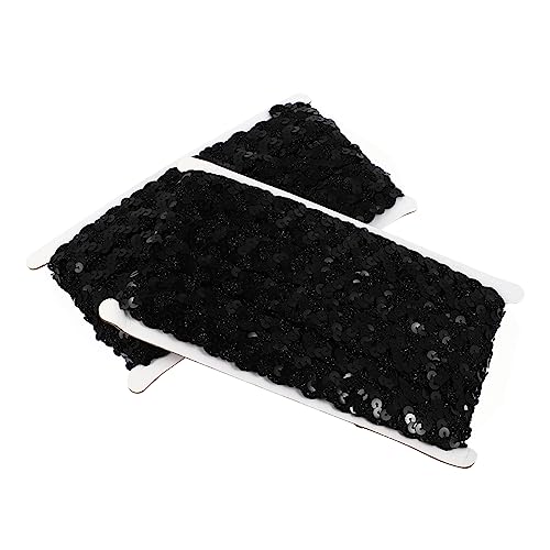 HOODANCOS 2St Perlen mit Paillettenstreifen kleidung DIY zubehör Strass-Dessous Kostüm Dessous bling zubehör Strassband paillettenband hochzeitsdeko Spitzenband Kleiderspitze Polyester Black von HOODANCOS