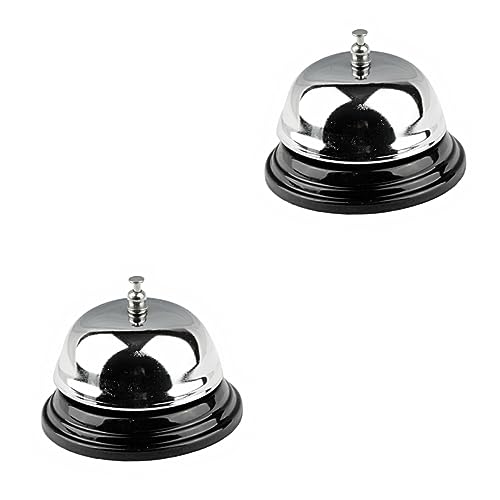 HOODANCOS 2St klassische Dienstklingel Small bell Service bell Serviceklingel Empfangsglocke Glocke aus Edelstahl klingel an der rezeption Silver von HOODANCOS