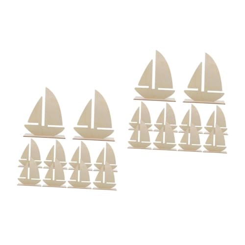 HOODANCOS 2sets Weißes Embryo-segelboot Selber Bauen Segelboot Dekoration Diy Segelboot Raddekor Hausgemachte Ornamente Bastelset Segelbootförmiges Unfertiges Holzhandwerk 10pcs*2 von HOODANCOS