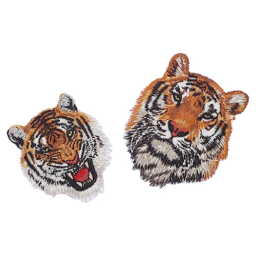 HOODANCOS 2st Banner Stoffflecken Patch Mit Tigermuster Kleidungsstück Stickerei-patch Tiger-stickerei-patch Stickerei-stoff-patch Kleidungsstickpatch Patch Aufnähen Stickereiflecken Rayon von HOODANCOS