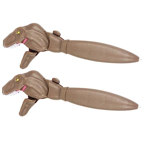 HOODANCOS 2st Stylische Stifte Cartoon-dinosaurier-stifte Leichte Stifte Schreibstift Tragbarer Geschenkstift Multifunktionsstift Neuartige Kugelschreiber Tragbarer Stift Brown Abs von HOODANCOS