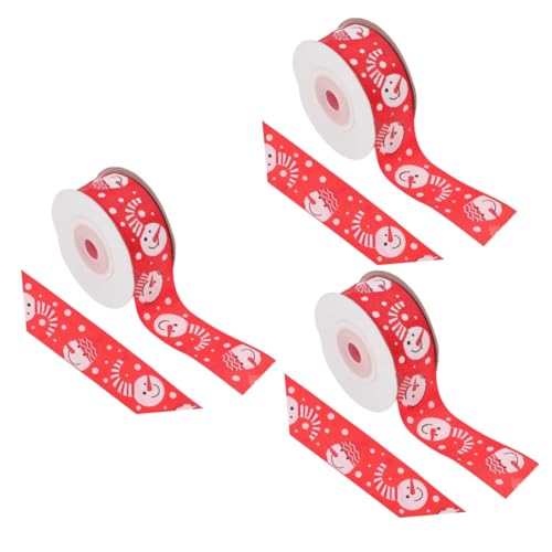 HOODANCOS 3 Rollen Weihnachtsband Weihnachtsdekorbänder Dekoration für Weihnachtsfeiern Weihnachten Bänder für ribbon bandfeile DIY bänder Weihnachtsgeschenkband Polyester rot von HOODANCOS