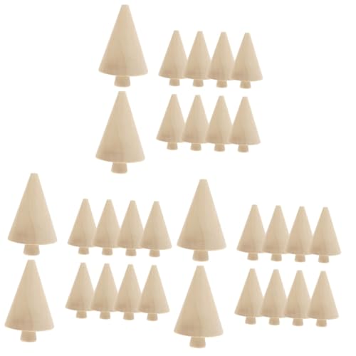 HOODANCOS 3 Sätze Art Decor Garden Decoration Holzbaum Für Fensterbank Dekoration Eukalyptusbaum Diorama-minibäume Klein Weihnachtsbaum Baumschmuck Bemalen Unlackierter Holzbaum 10 Stück * 3 von HOODANCOS