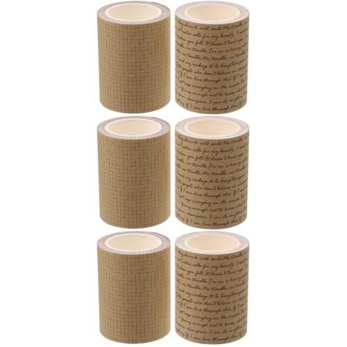 HOODANCOS 3 Sätze Bedruckte Klebebänder Japanisches Abklebeband Milchband Vintage-dekor Wiederverwendbar Klebeband Bastelmaterial Dekorative Klebebänder Bastelband Kraftpapier 2 Rollen * 3 von HOODANCOS