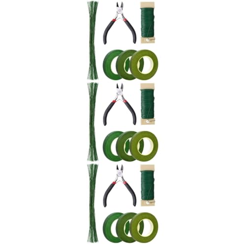 HOODANCOS 3 Sätze DIY-Werkzeuge für Blumen Blütenstielschneider Blumenschere Blumenband dekoratives Klebeband Blumenklebeband double sided tape klebefolie doppelseitig Blumenstieldraht Green von HOODANCOS