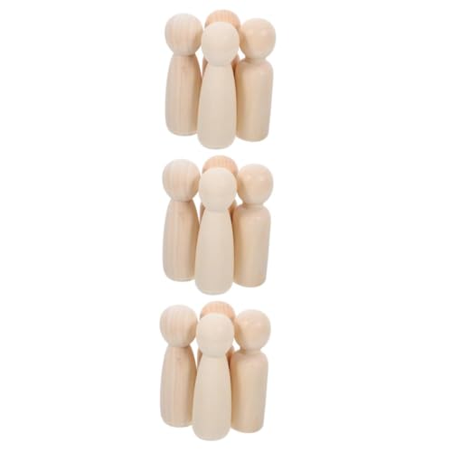 HOODANCOS 3 Sätze Puppenspielzeug Aus Holz Plüsch Holzspielzeug Holzpuppen Zum Bemalen Holzpuppe Zum Bemalen Diy Diy Holzpflockpuppen Puppenmodell Aus Holz Beige 4 Stück * 3 von HOODANCOS