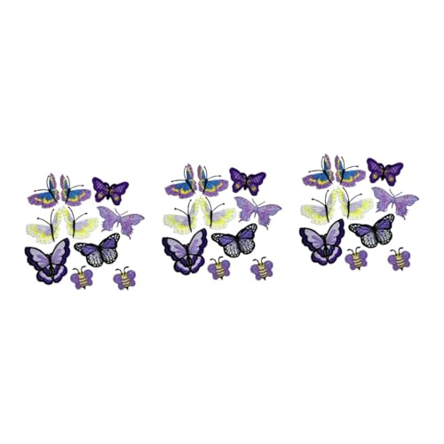 HOODANCOS 3 Sätze Schmetterling gestickter Aufnäher gestickte Aufnäher Flicken zum Nähen Handstickzubehör bügelbild aufbügel-flicken Cartoon-Schmetterlinge-Patch Nähzubehör Rayon Violett von HOODANCOS