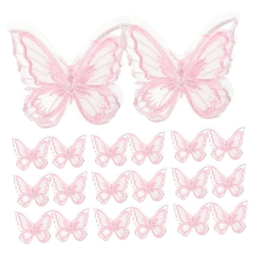 HOODANCOS 30St Mesh-Schmetterlingsaufnäher dekorativer Schmetterling Organza-Schmetterlinge Haarschmuck Dekoration DIY Kleidung Dekoration Bastelzubehör zum Nähen Kleidungsstück Patch nähen von HOODANCOS