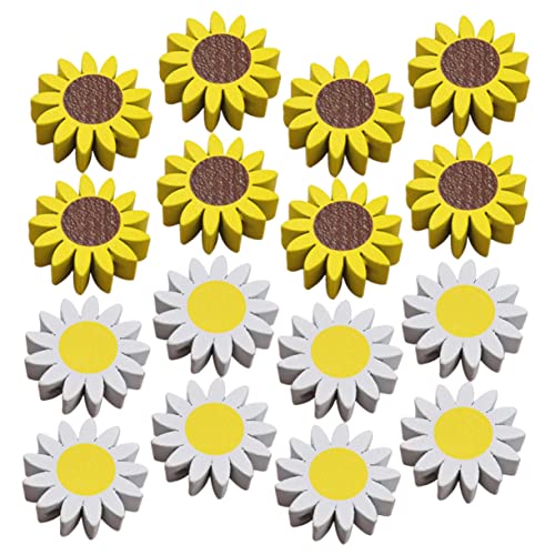 HOODANCOS 30st Sonnenblumen-holzperlen Charms-perlen Blütenförmige Perlen Schmuckherstellung Aus Perlen Lose Perlen Gänseblümchen-abstandsperle Sonnenblumenperlen Basteln Sie Diy-perlen von HOODANCOS