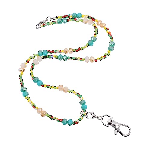 HOODANCOS 3St Einfache Reißverschlusskette ID-Karten hängendes Seil Perlen zum Aufhängen Perlenketten bag charm handy schlaufe band hängende Kette Frauen Schlüsselband Glasperlen Blue von HOODANCOS