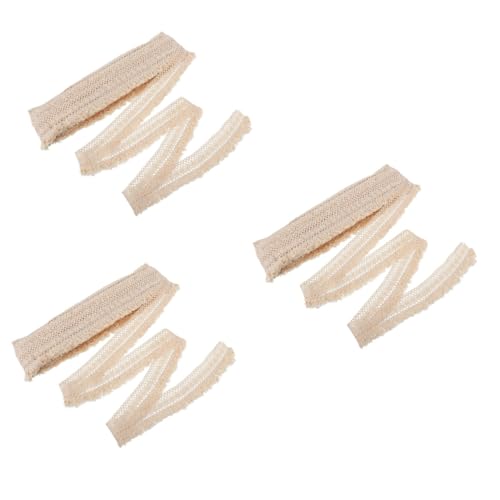 HOODANCOS 3St Fransenspitze Baumwolldekor bestickte Vorhänge DIY nähen trimmen Perlenmatte haar clips haar klemmen nähen von DIY dekorationen Spitzenbesatz aus Baumwolle Baumwollfaden Beige von HOODANCOS