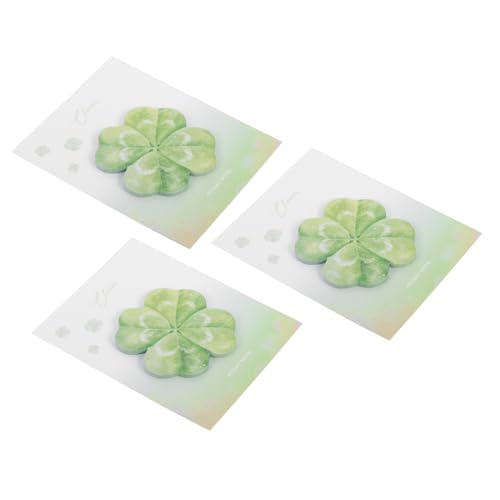 HOODANCOS 3St Haftnotiz mit vierblättrigem Kleeblatt Deko-Notizblock Desktop-Hefter selbstklebende notizzettel Selbstklebende Memo Pads Büro-Notizblock Kleines Notizbuch Notizen Papier Green von HOODANCOS