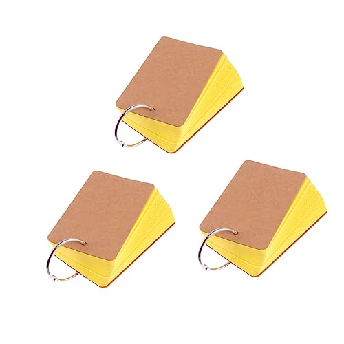 HOODANCOS 3St Mini-Notizbuch bookmarks lesezeichen book marker schulmaterial loch stanzen Karteikarten mit Binderingen Ordner für Karten Mini-Ordner kreative Notizblöcke Notizblock Yellow von HOODANCOS