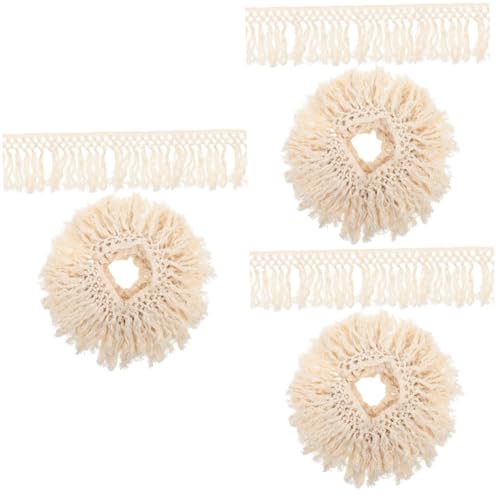 HOODANCOS 3St Quastenbart Fransenvorhänge Decke Quaste Spitzenkleider Fransenbesatz mit Quaste Vorhang bastelzubehör quasten gardinen geschenkband Spitzenbesatz Quaste Spitze Polyester Beige von HOODANCOS