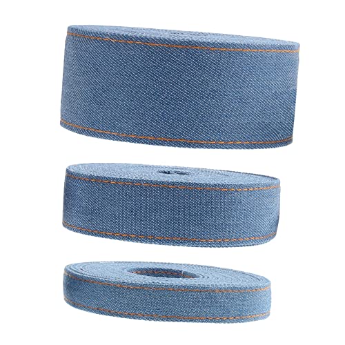 HOODANCOS 3st Denim-gurtband Blaue Haarzusätze Praktisches Paketband Diy-geschenkband Hochzeitsdekoration Blaues Drahtband Band Für Schleifen Haaraufsatz Denim Aus Polyester-baumwolle Blue von HOODANCOS