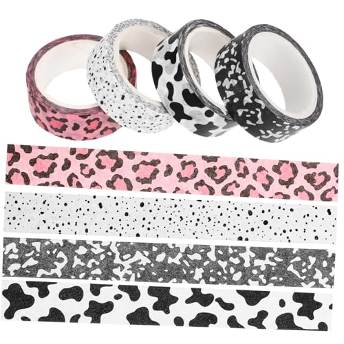 HOODANCOS 4 Rollen Klebeband Mit Kuhmuster Dekorative Bänder Für Sammelalben Washi-tape-aufkleber Druckband Tagebuchband Washi-tape-ästhetik Scrapbook-klebeband Washi Tape Kawaii Papier von HOODANCOS