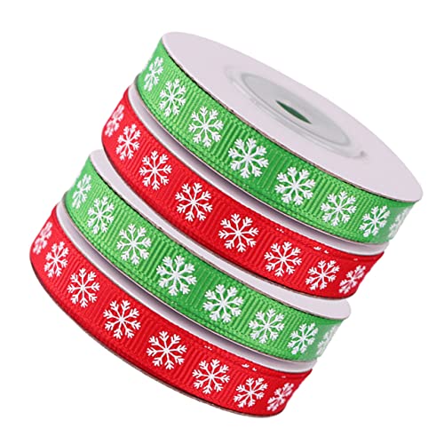 HOODANCOS 4 Rollen Weihnachtsversorgung Weihnachtsbaumband weihnachtsdrahtband Verzierungen weihnachtsband christmas ribbon Kräuselband zum Verpacken von Geschenken Band zum Nähen Schleife von HOODANCOS