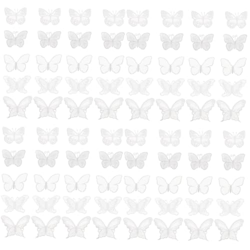 HOODANCOS 4 Sätze Dreidimensionaler Hohler Schmetterling Hochzeitsdekoration Stickereiflecken Muster Für Ein Hochzeitskleid Bestickter Stoffaufnäher Patch Polyester Weiß 50 Stück * 4 von HOODANCOS