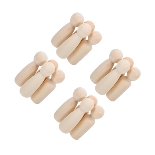 HOODANCOS 4 Sätze Puppenspielzeug Aus Holz Plüsch Holzspielzeug Holzpuppen Zum Bemalen Holzpuppen Zum Selbstgestalten Diy Diy Peg Doll Puppenmodell Aus Holz Beige 4 Stück * 4 von HOODANCOS