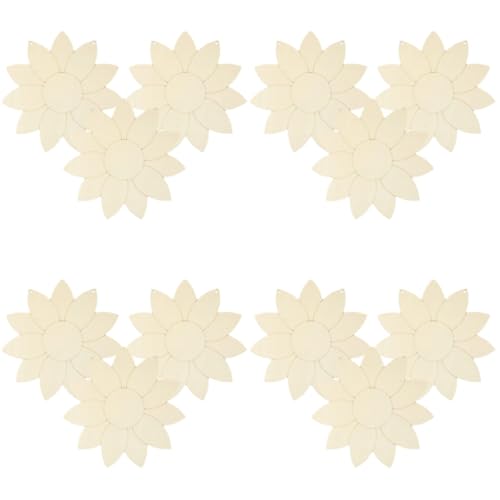 HOODANCOS 4 Sätze Sonnenblumenchips Dekorative Ausschnitte Ornament Haushaltsausschnitte Handwerk Ausschnitte Zeichnen Sonnenblumen Dekor Sonnenblumen-wanddekoration Khaki Holz 3 Stück * 4 von HOODANCOS