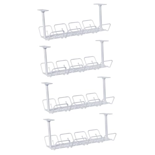 HOODANCOS 4 Sätze Untertisch-drahtschale Unter Dem Schreibtischkabel Wandkorb Kleiner Hängekorb Kabelkanäle Hängekorb Unter Dem Schreibtisch Kein Bohren Unter Schreibtischablagen Pp Weiß von HOODANCOS