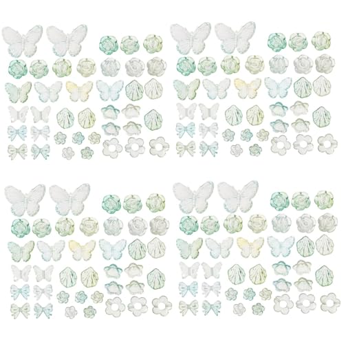 HOODANCOS 4 Stück 1 Haarschmuck Zubehör Acrylperle Selber Machen Lose Perlen Aus Acryl Schmetterlinge Schmuckperlen 3d-rosenanhänger Reize Blumen-nailart-anhänger Acryl Selber Machen Green von HOODANCOS