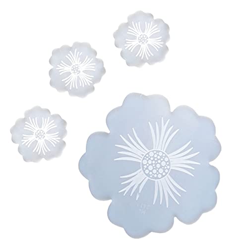 HOODANCOS 4 Stück Blumen-Teetablett-Untersetzer-Formen-Set umweltfreundliche Untersetzerform Epoxidform selber machen giesform soufleförmchen silikon DIY form Silikon-Cup-Mattenform Weiß von HOODANCOS