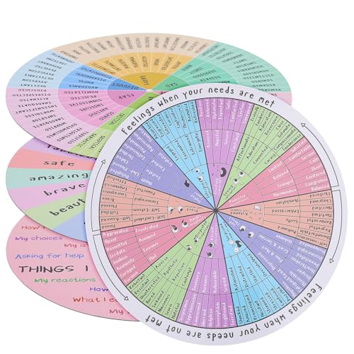 HOODANCOS 4 Stück Gefühlsrad-Magnet Emotionsrad-Magnet Magnetisch Mentales Gefühlsdiagramm Soziale Arbeit Magnet Für Kinderberater Büro Emotionale Beratung Laptop von HOODANCOS