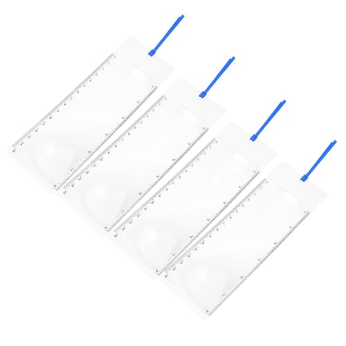 HOODANCOS 4 Stück Kartenlupe Lesezeichen Lupe PVC-Lupe PVC Lesezeichen vergrößerungsglas Messlupe Lupe Lesezeichen Lupe aus Kunststoff Vergrößerungslineal Juwelier-Lupe Lupen Transparent von HOODANCOS