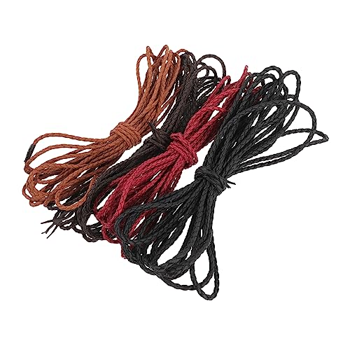 HOODANCOS 4 Stück Lederschnur bastelmaterial bastel Materialien Lederband geflochtene Schnur selber Machen Geflochtenes Seil zum Selbermachen Armbandschnur Armband Lederschnüre PU-Leder von HOODANCOS