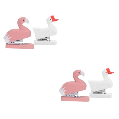 HOODANCOS 4 Stück Tierhefter Mini-tischhefter Flamingo-hefter Tierstatue Schnitzen Hefter in Tierform Bürohefter Zubehör Tragbarer Hefter Mini-gänseskulptur Lustiger Hefter Heimhefter Eisen von HOODANCOS