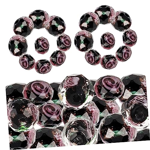 HOODANCOS 40St Blumenglasperlen Lose Perlen aus azurblauem Stein loser Perlenanhänger Perlen-Anhänger Edelsteinperlen Edelstein Halskette gemuse gems Charms-Perlen Armbänder DIY Perlen Black von HOODANCOS