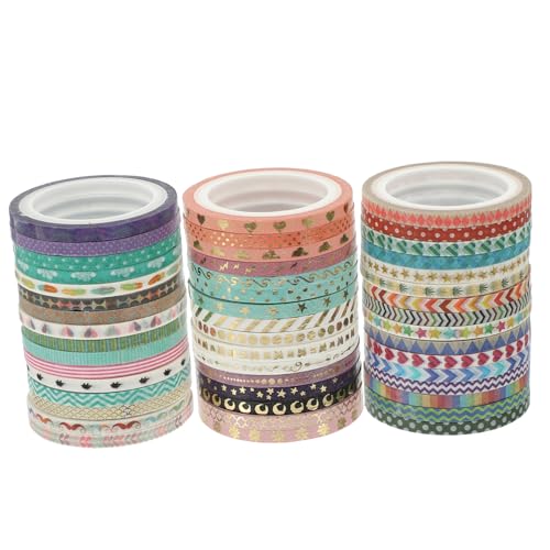 HOODANCOS 48 Rollen Washi Diy Bastelband Washi-papier Diy-bänder Dekoratives Washi-tape Planerbänder Scrapbook-klebebänder Selber Machen Aufkleber Für Wasserbecher Japanisches Papier von HOODANCOS