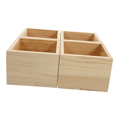 HOODANCOS 4er Set Kleine Holzboxen DIY Organizer Für Schmuck Und Kleinteile Rustikale Aufbewahrungskisten Ohne Deckel Ideale Geschenkbox Für Anlässe von HOODANCOS